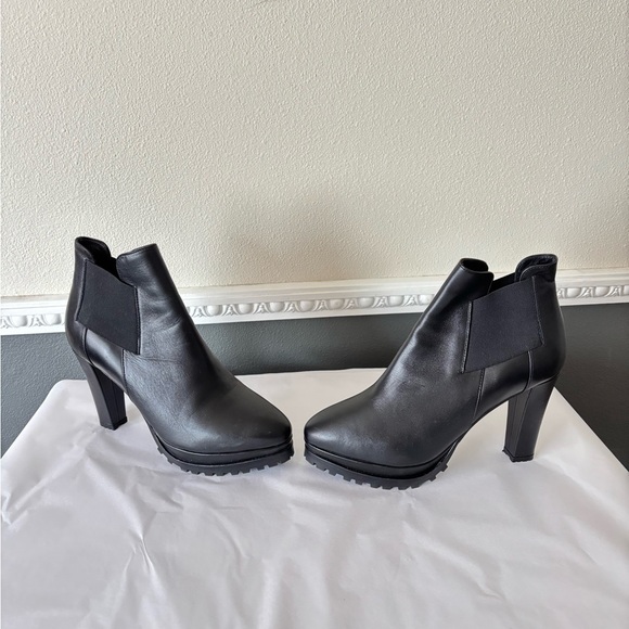 NEW All Saints Sarris Black Leather Platform Chunky Ankle Booties Size 9 - Picture 5 of 11